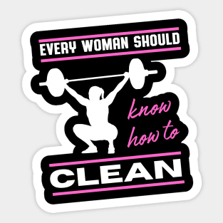 Woman Clean Fun Weightlifting Fitness Gym Sticker